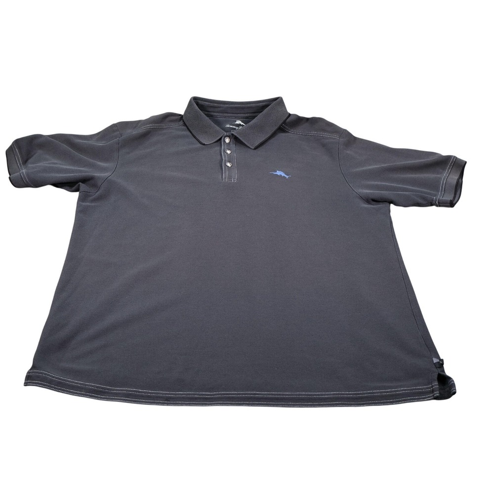 Tommy Bahama Supima Polo Shirt Mens XL Gray Cotton Marlin Logo